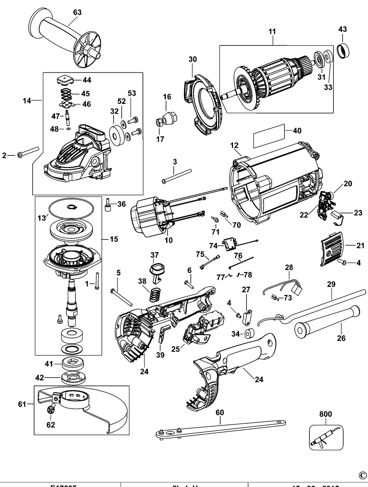 Vue éclatée DeWalt DWE494 Type 1 - planche 1