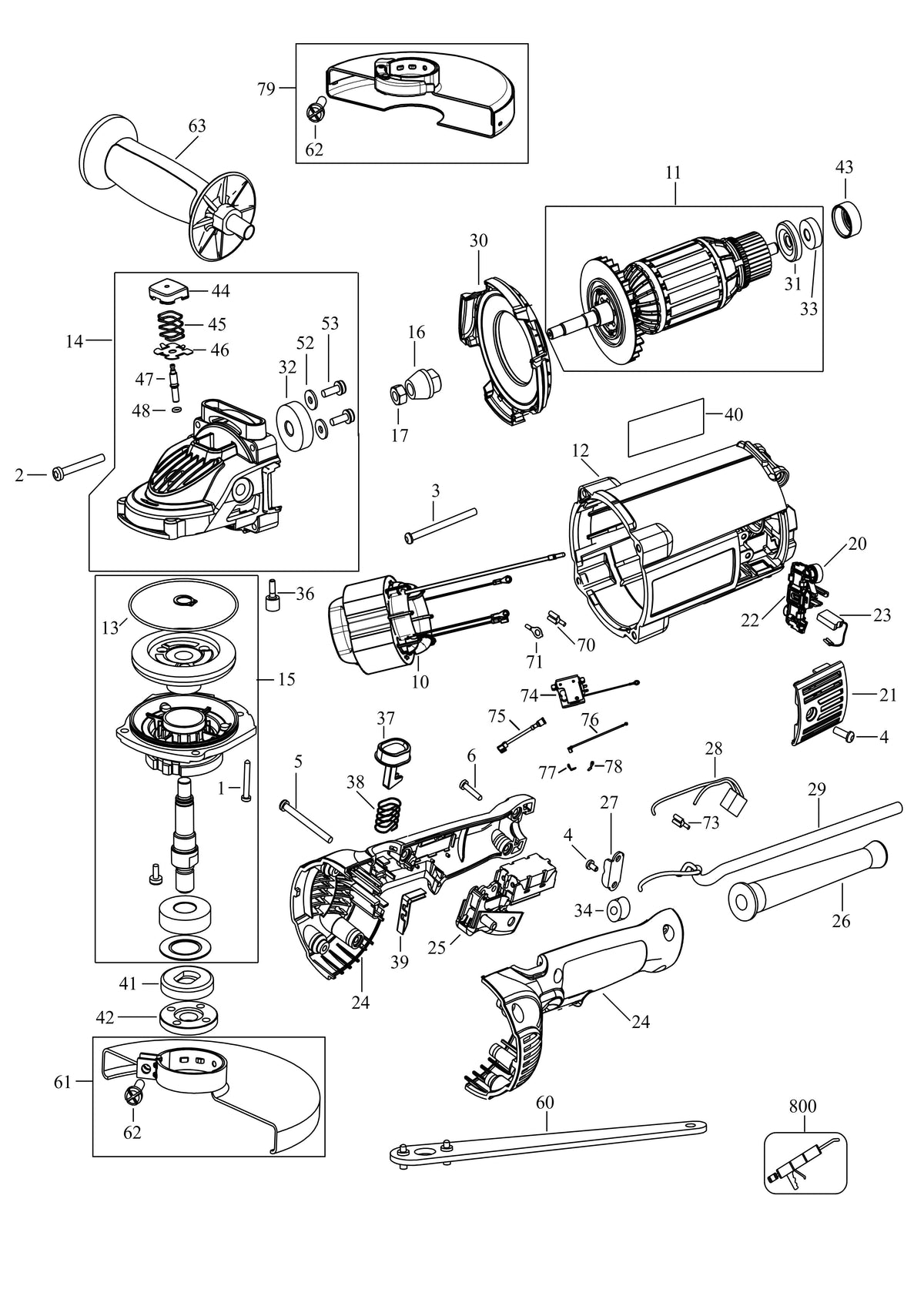 Vue éclatée DeWalt DWE494 Type 6 - planche 1