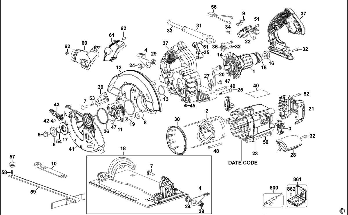 Vue éclatée DeWalt DWE575 Type 1 - planche 1