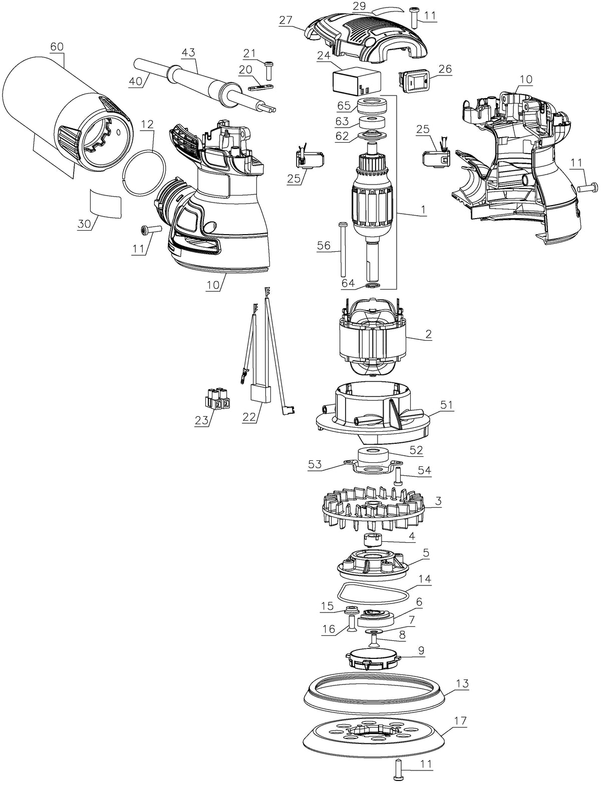 Vue éclatée DeWalt DWE6423 Type 1 - planche 1