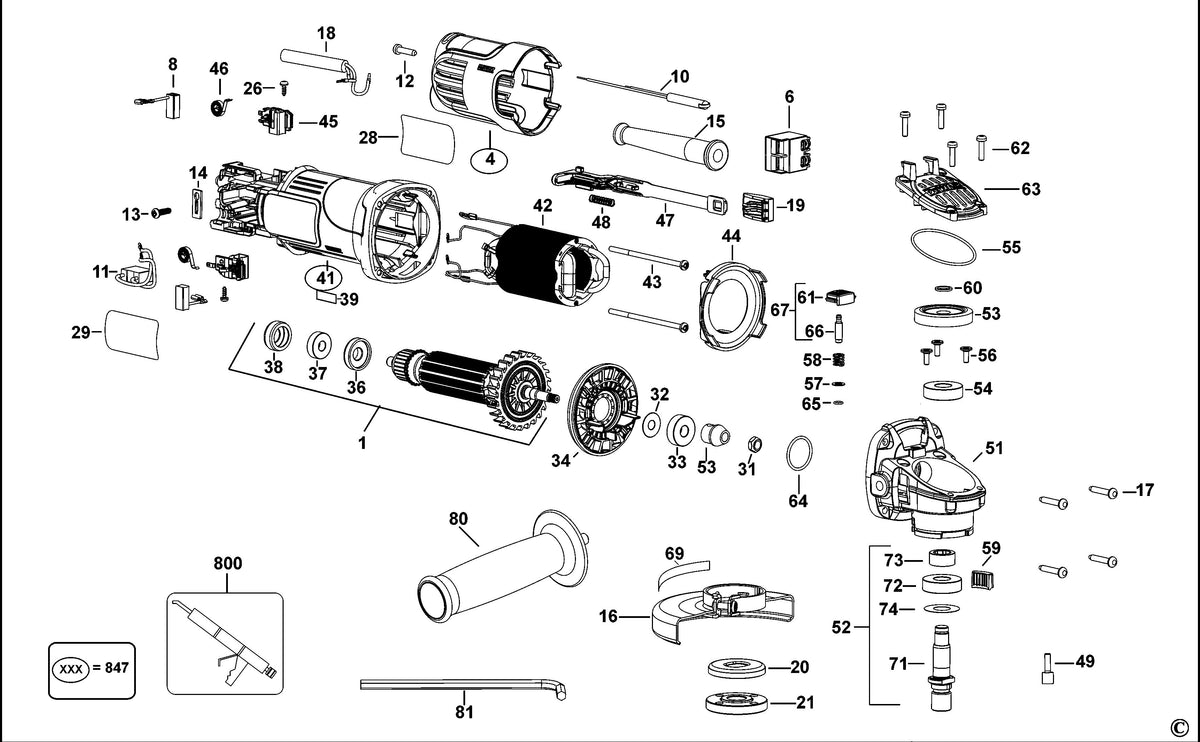 Vue éclatée DeWalt DWE8110S Type 1 - planche 1