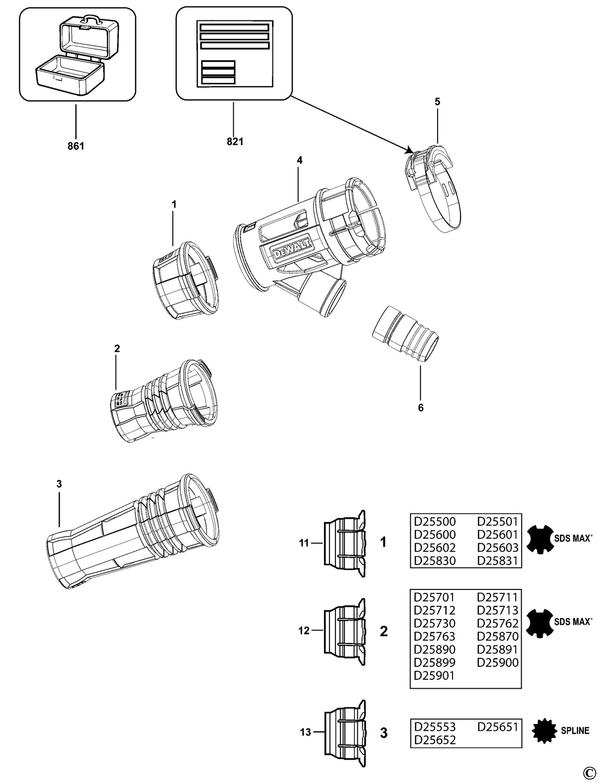 Vue éclatée DeWalt DWH053K Type 1 - planche 1