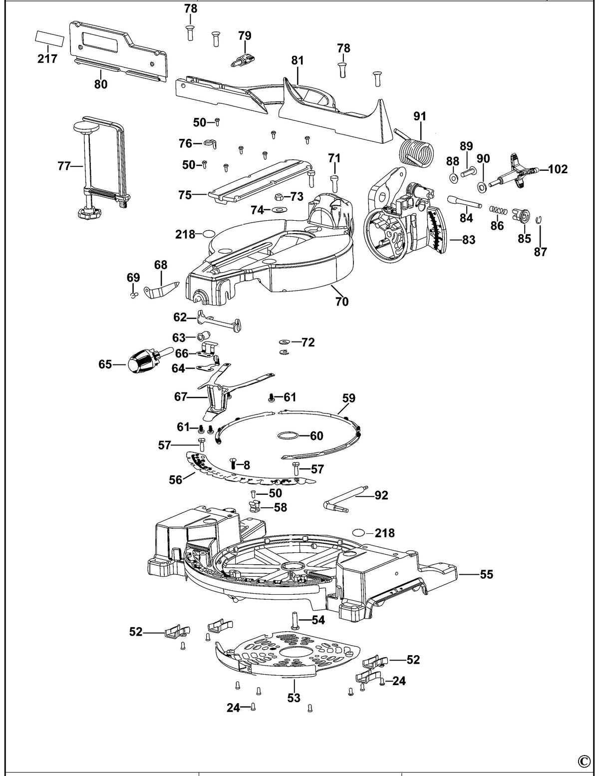 Vue éclatée DeWalt DWS713 Type 20 - planche 2
