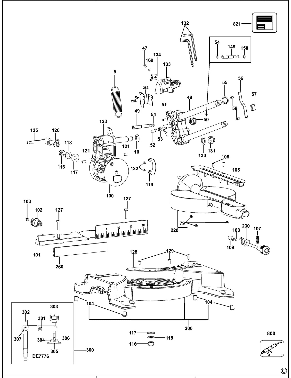 Vue éclatée DeWalt DWS777 Type 1 - planche 2