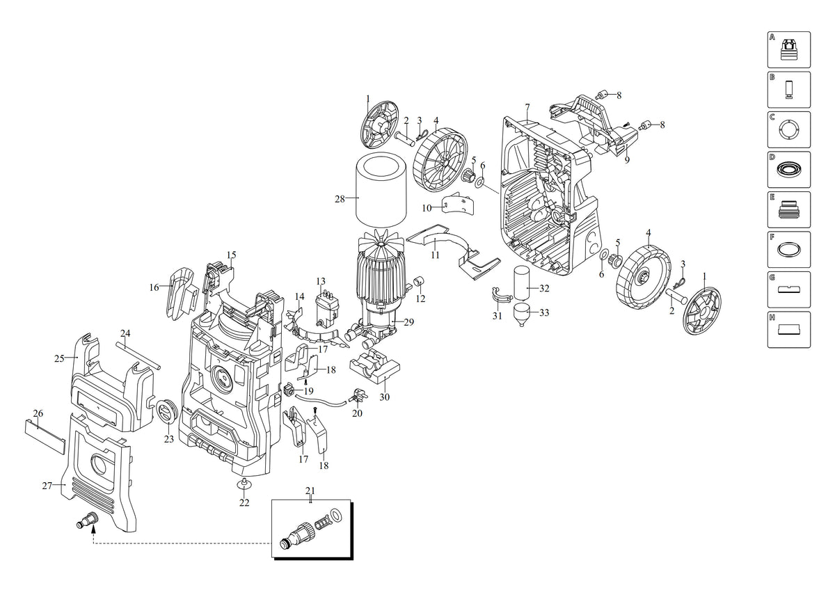 Vue éclatée DeWalt DXPW001ME Type 1 - planche 1