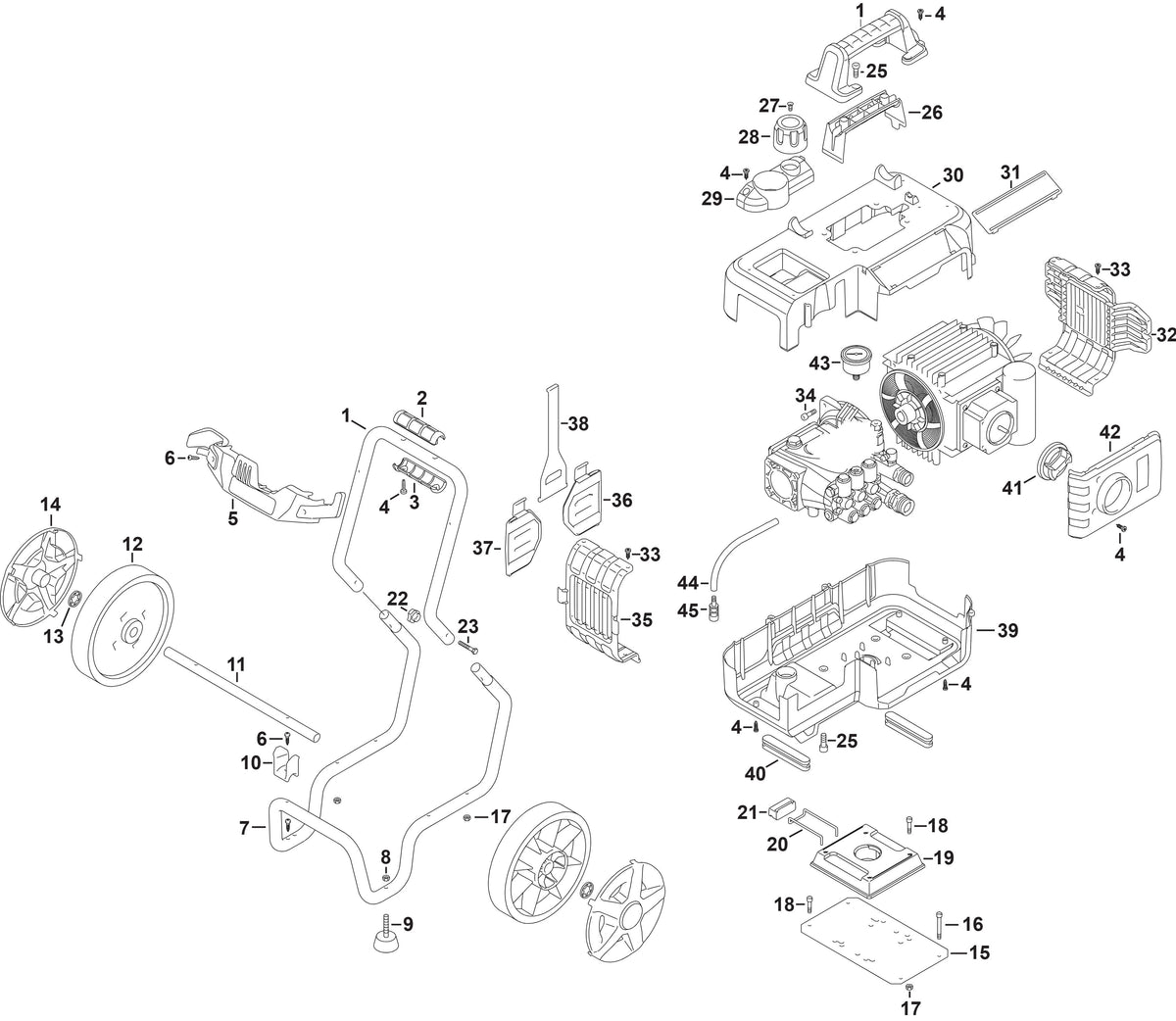 Vue éclatée DeWalt DXPW002CE KART Type 1 - planche 4