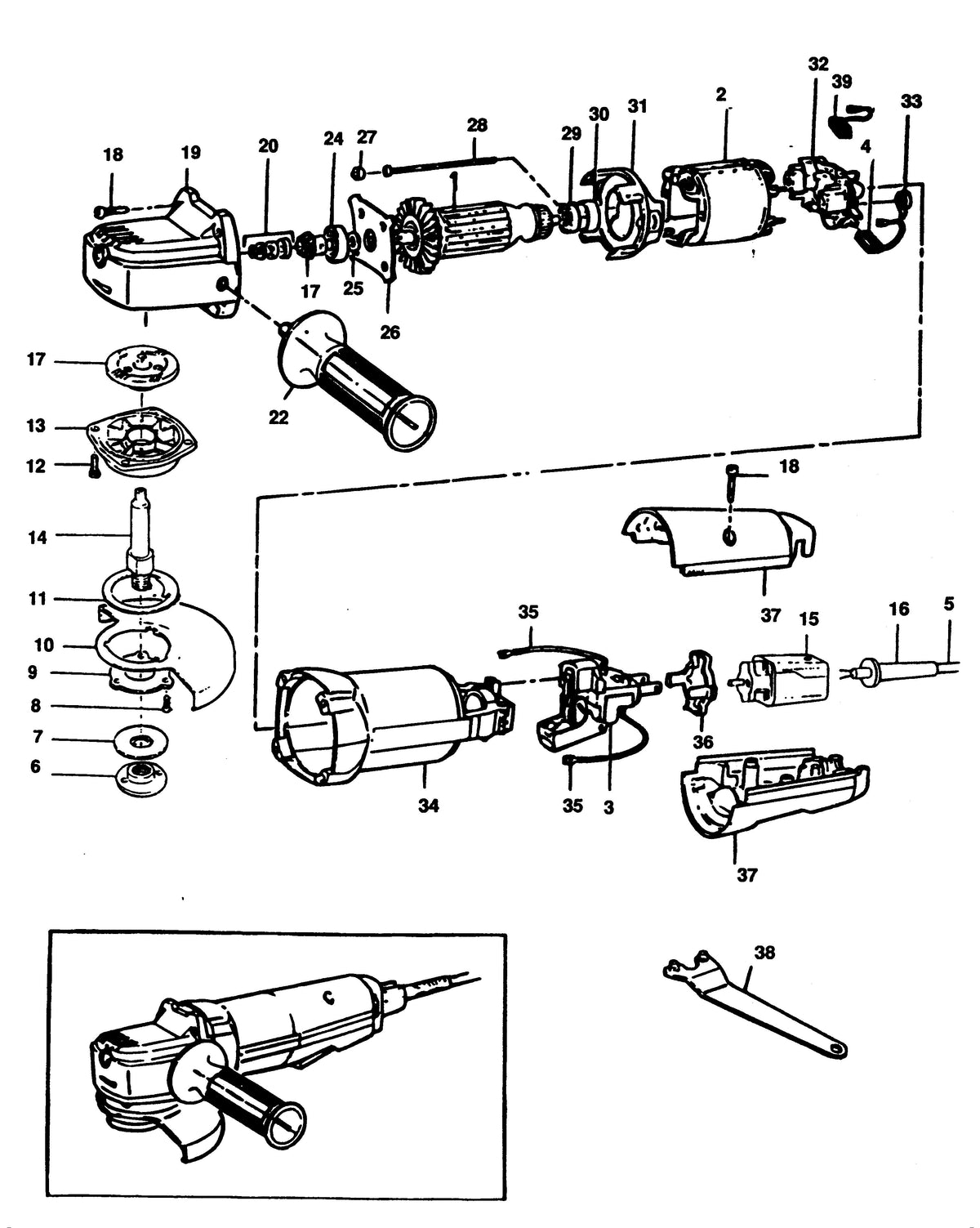 Vue éclatée DeWalt EAG200 Type 1 - planche 1
