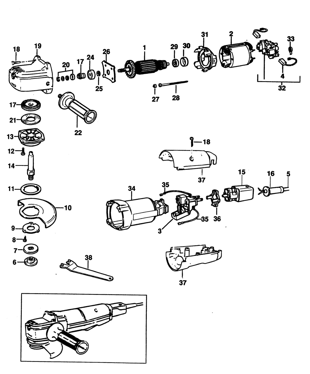 Vue éclatée DeWalt EAG200 Type 3 - planche 1