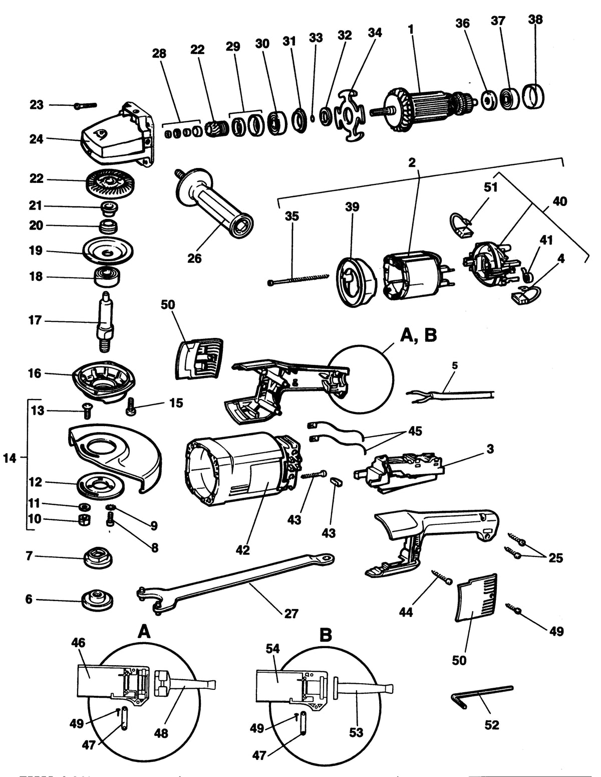 Vue éclatée DeWalt EAG204 Type 1 - planche 1