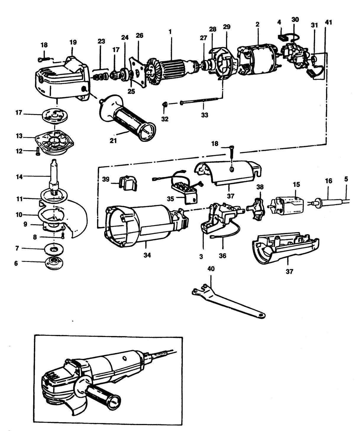 Vue éclatée DeWalt EAG206 Type 1 - planche 1