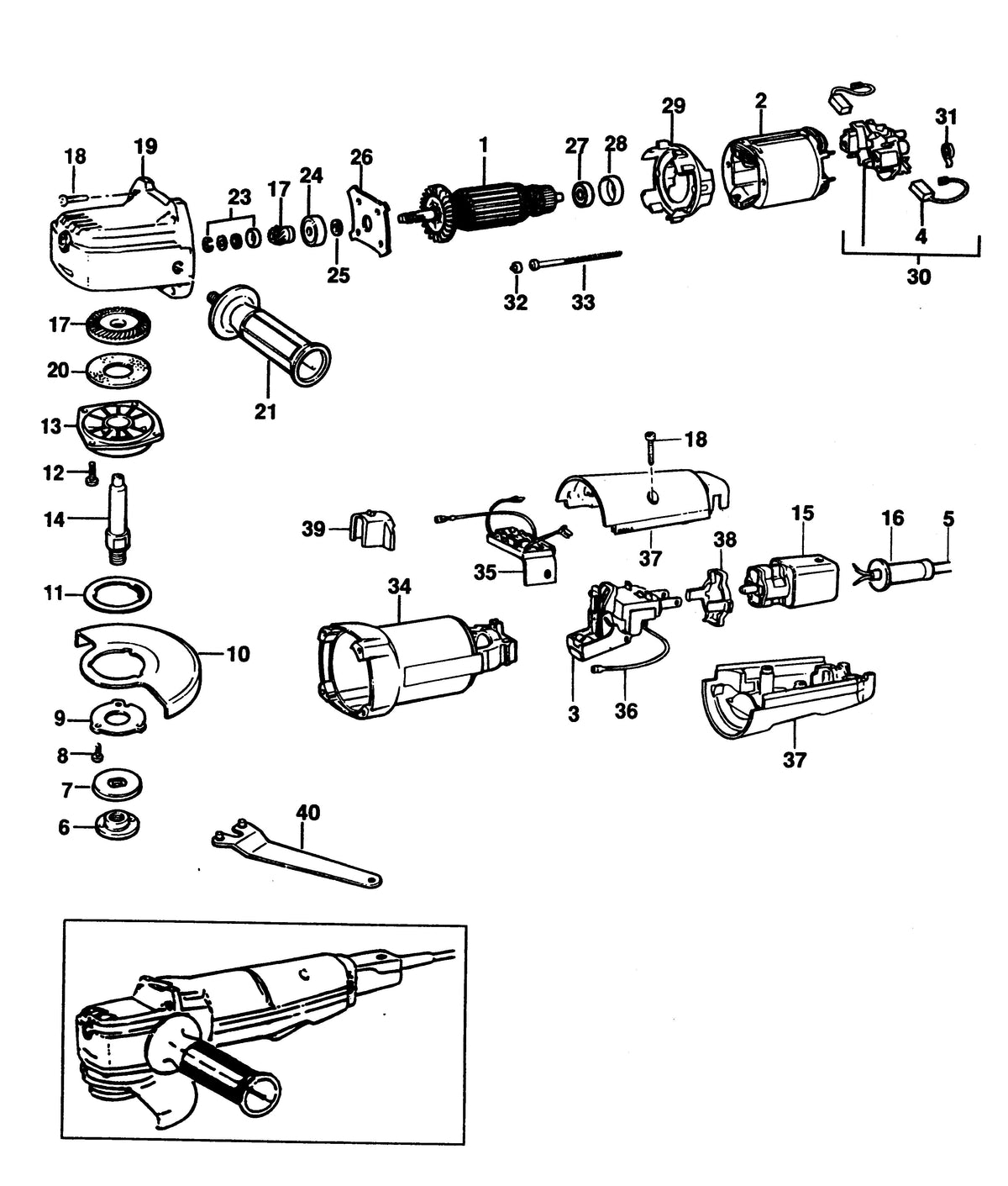 Vue éclatée DeWalt EAG206 Type 3 - planche 1