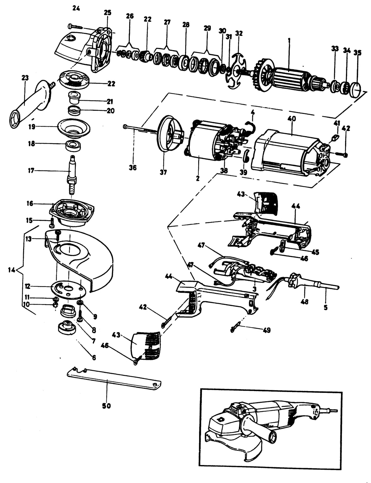 Vue éclatée DeWalt EAG217 Type 1 - planche 1