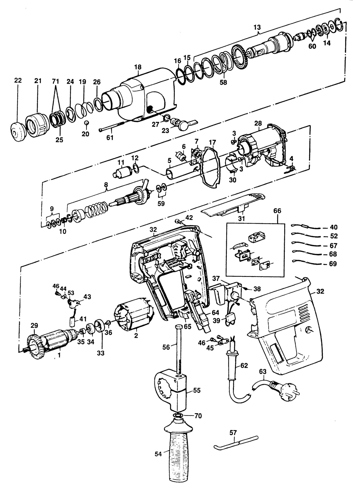 Vue éclatée DeWalt EHD323 Type 1 - planche 1