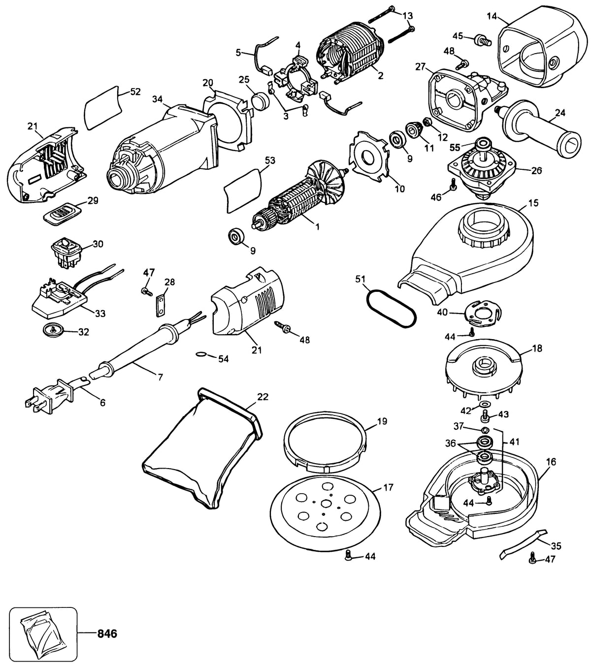 Vue éclatée DeWalt ES56E Type 1 - planche 1