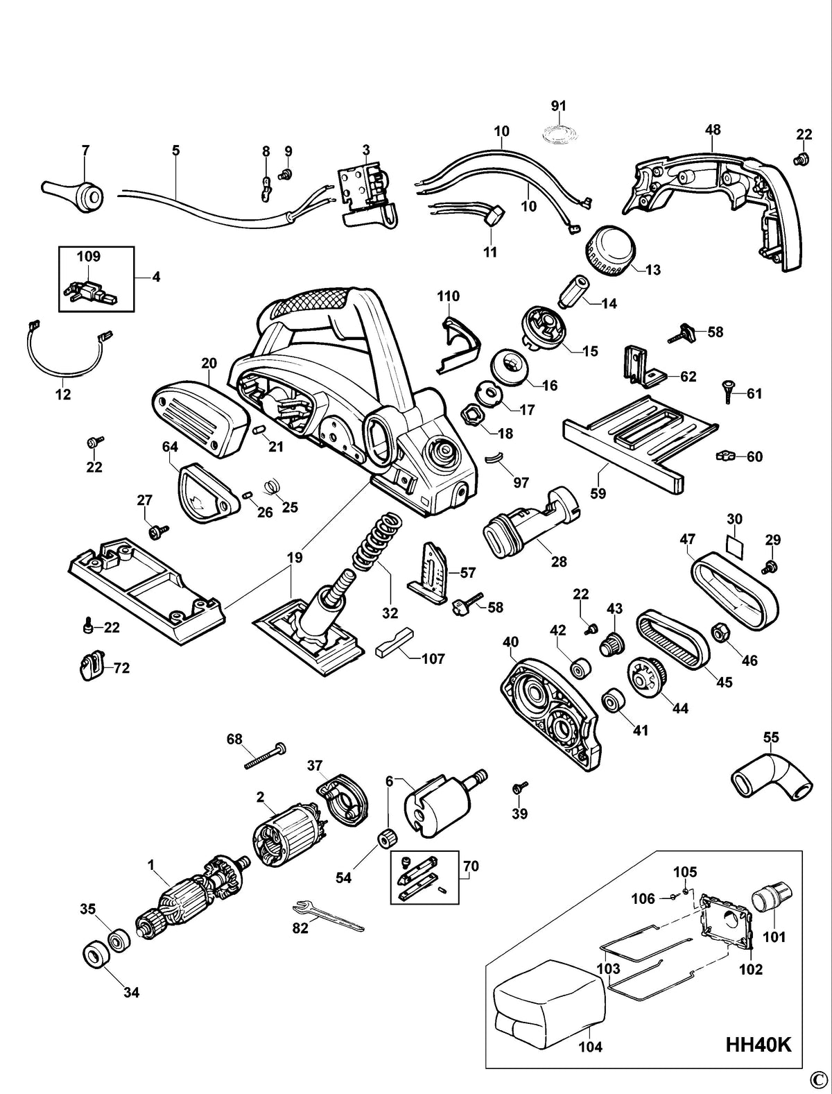 Vue éclatée DeWalt HH40 Type 2 - planche 1