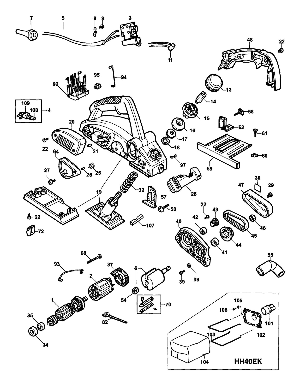 Vue éclatée DeWalt HH40E Type 1 - planche 1