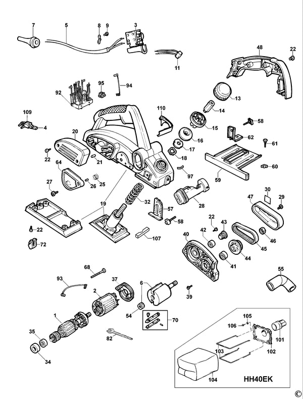 Vue éclatée DeWalt HH40E Type 2 - planche 1