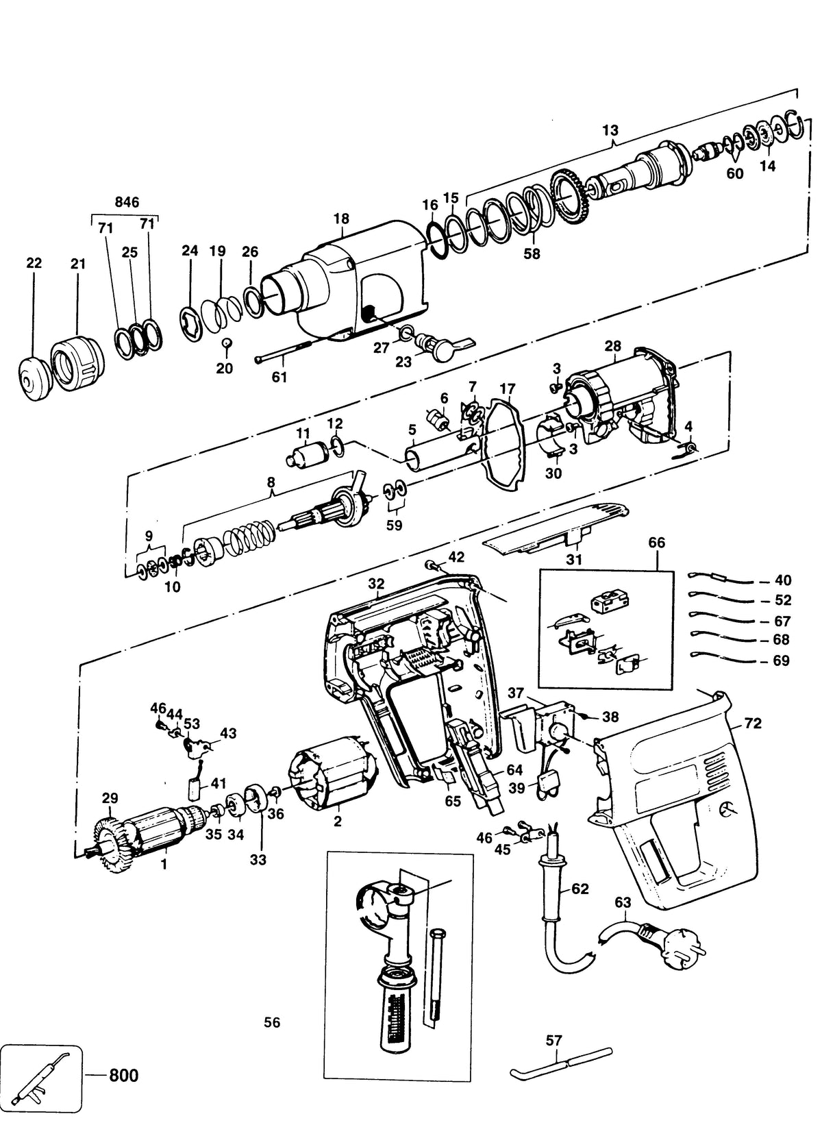 Vue éclatée DeWalt MBH22RDS Type 3 - planche 1
