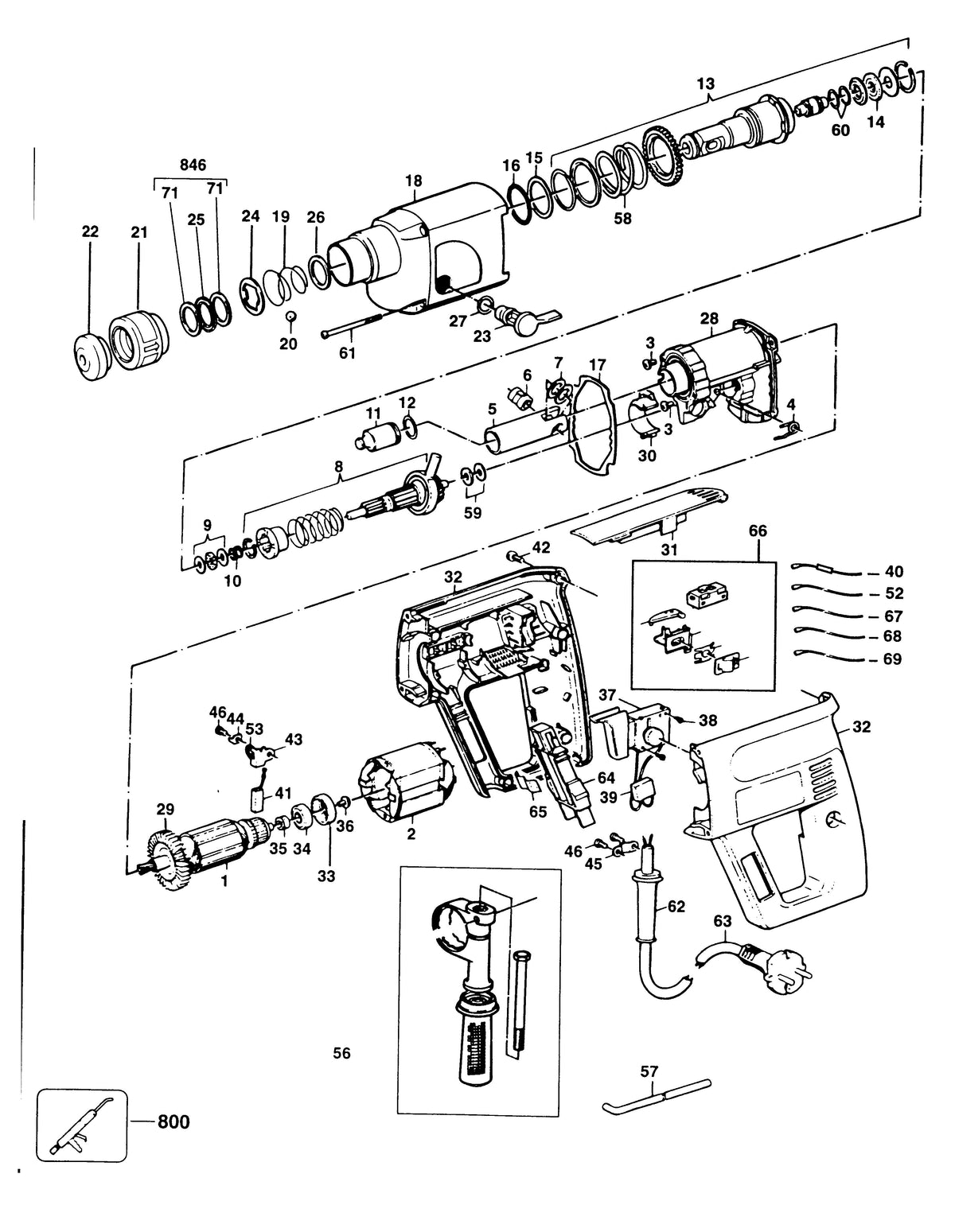 Vue éclatée DeWalt MBH22RLD Type 1 - planche 1