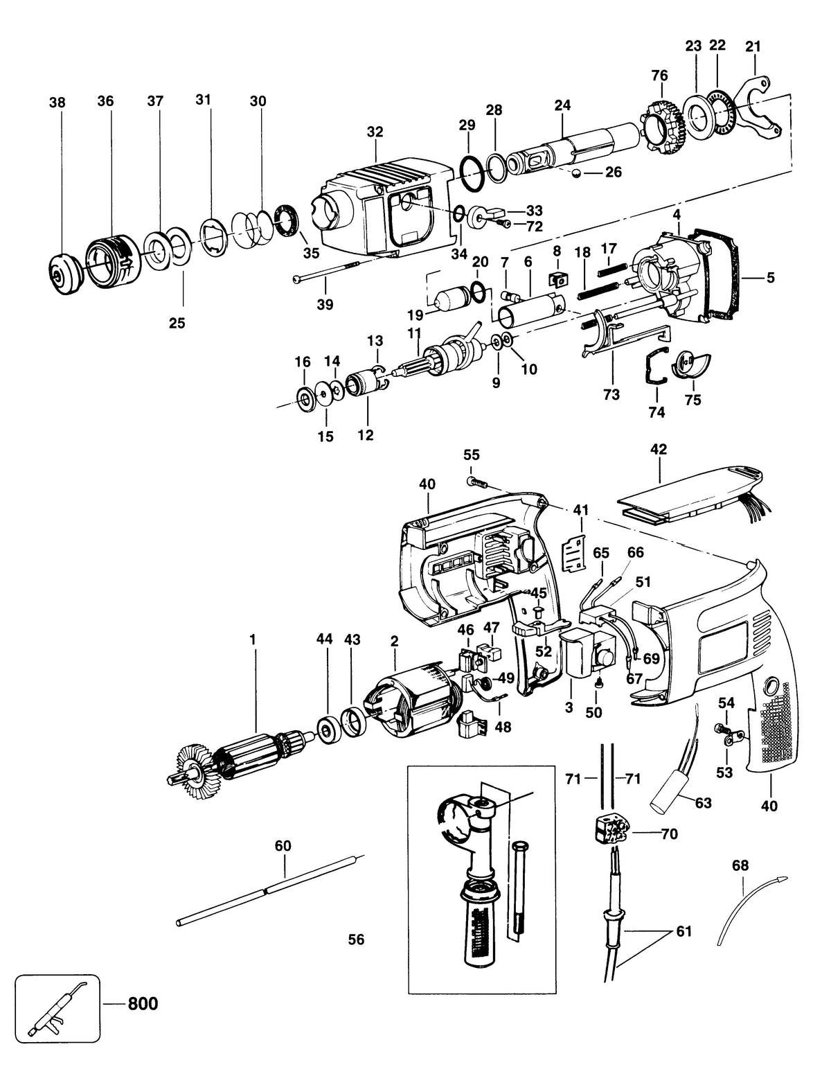 Vue éclatée DeWalt MBH23 Type 1 - planche 1