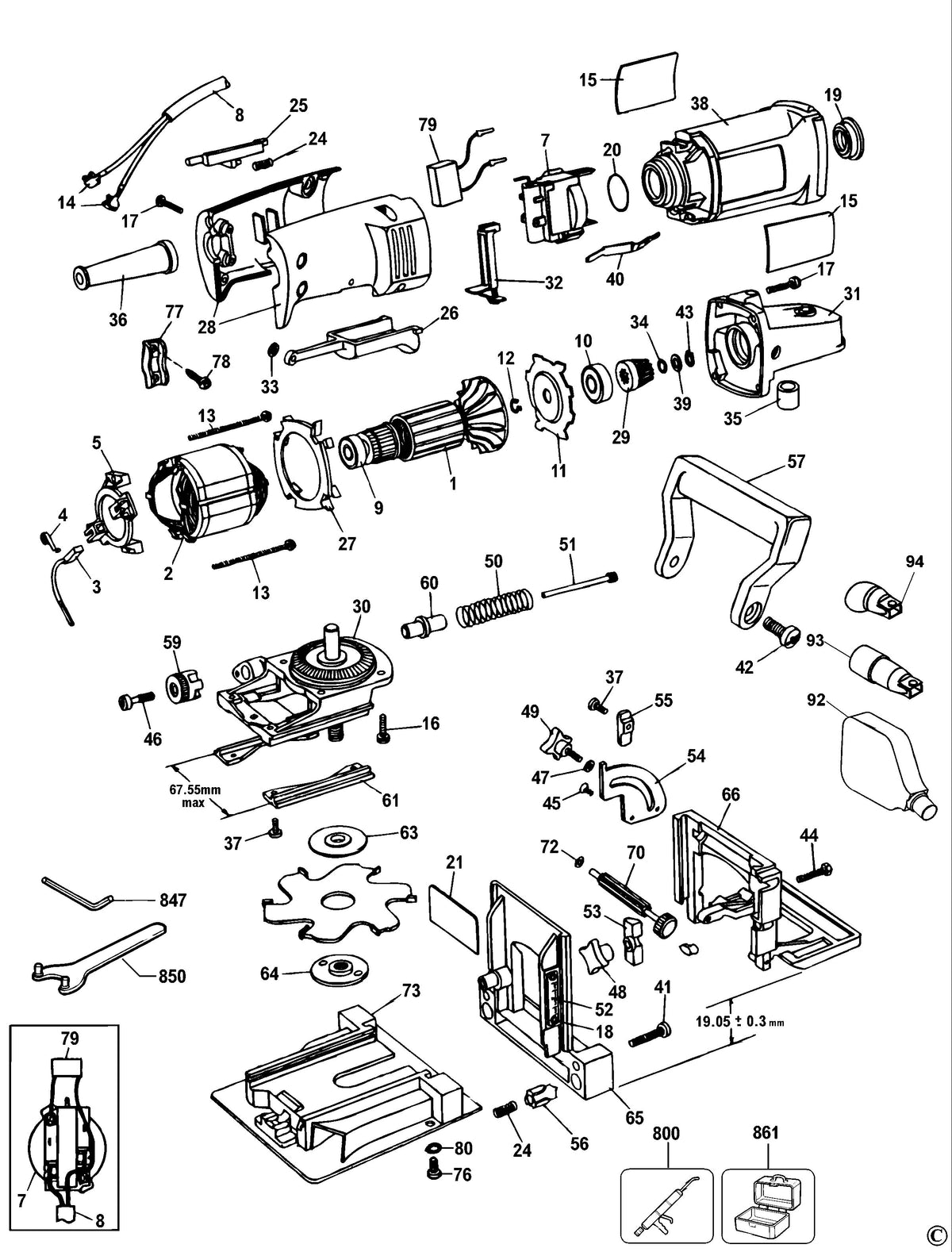 Vue éclatée DeWalt MBR100 Type 2 - planche 1