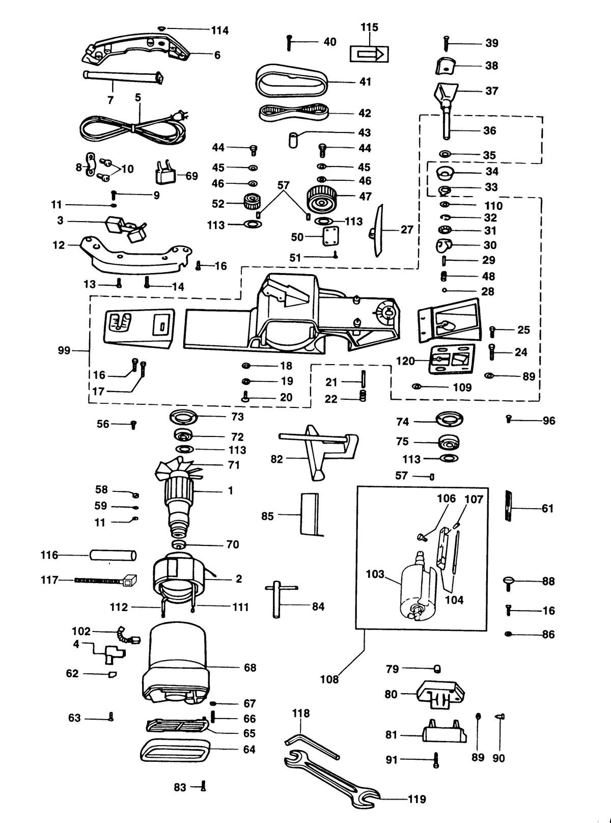 Vue éclatée DeWalt MFF40 Type 2 - planche 1
