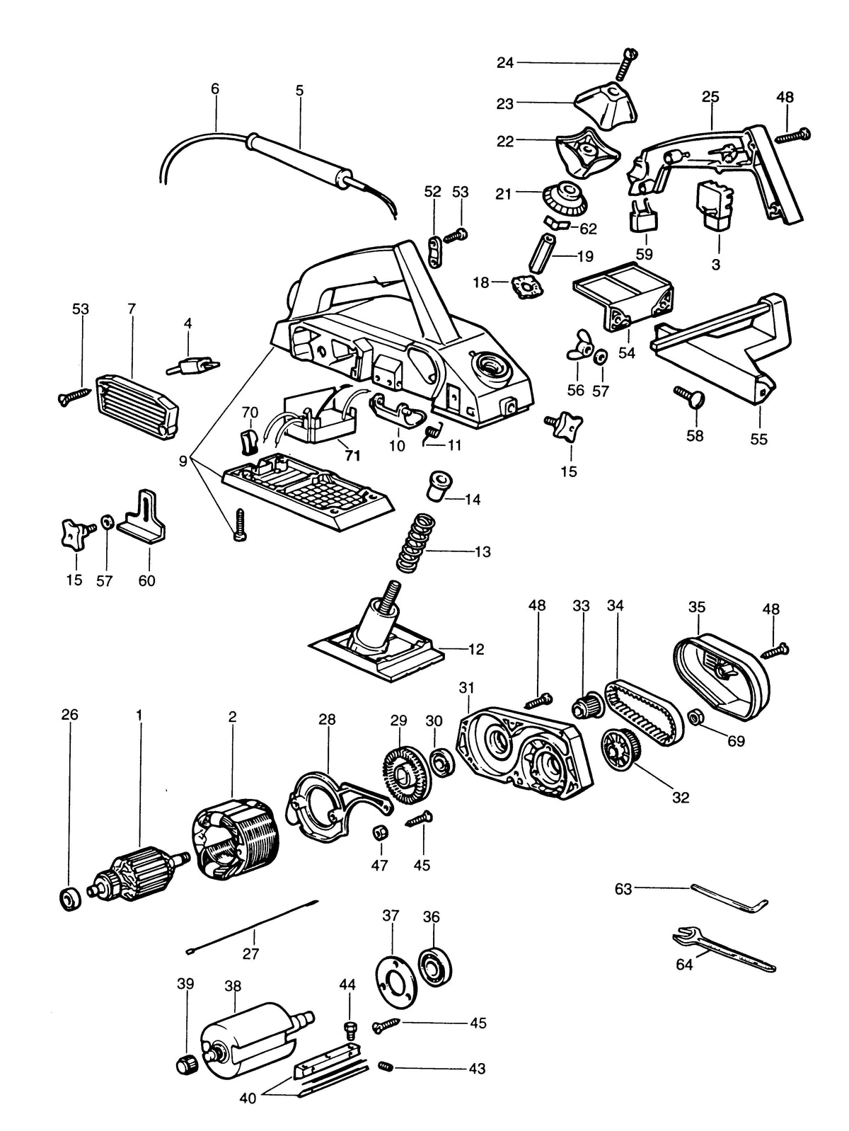 Vue éclatée DeWalt MFF81E Type 1 - planche 1