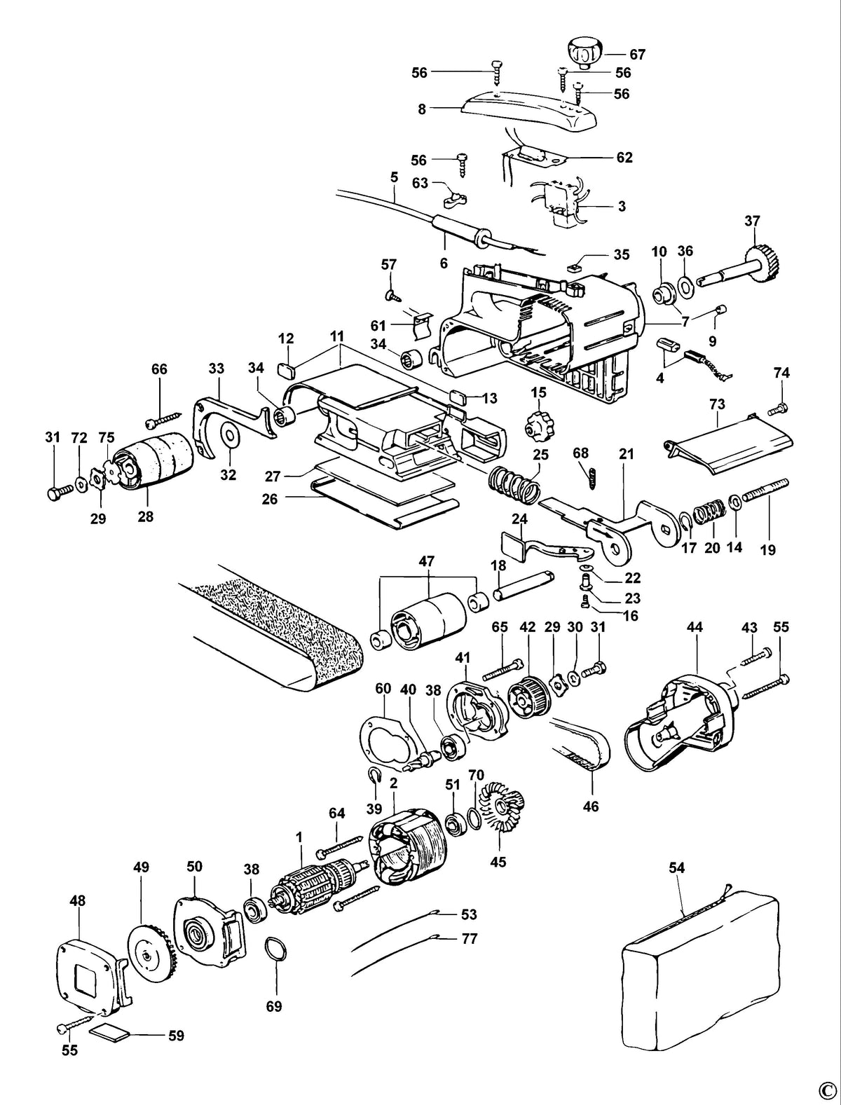 Vue éclatée DeWalt MHB157 Type 1 - planche 1