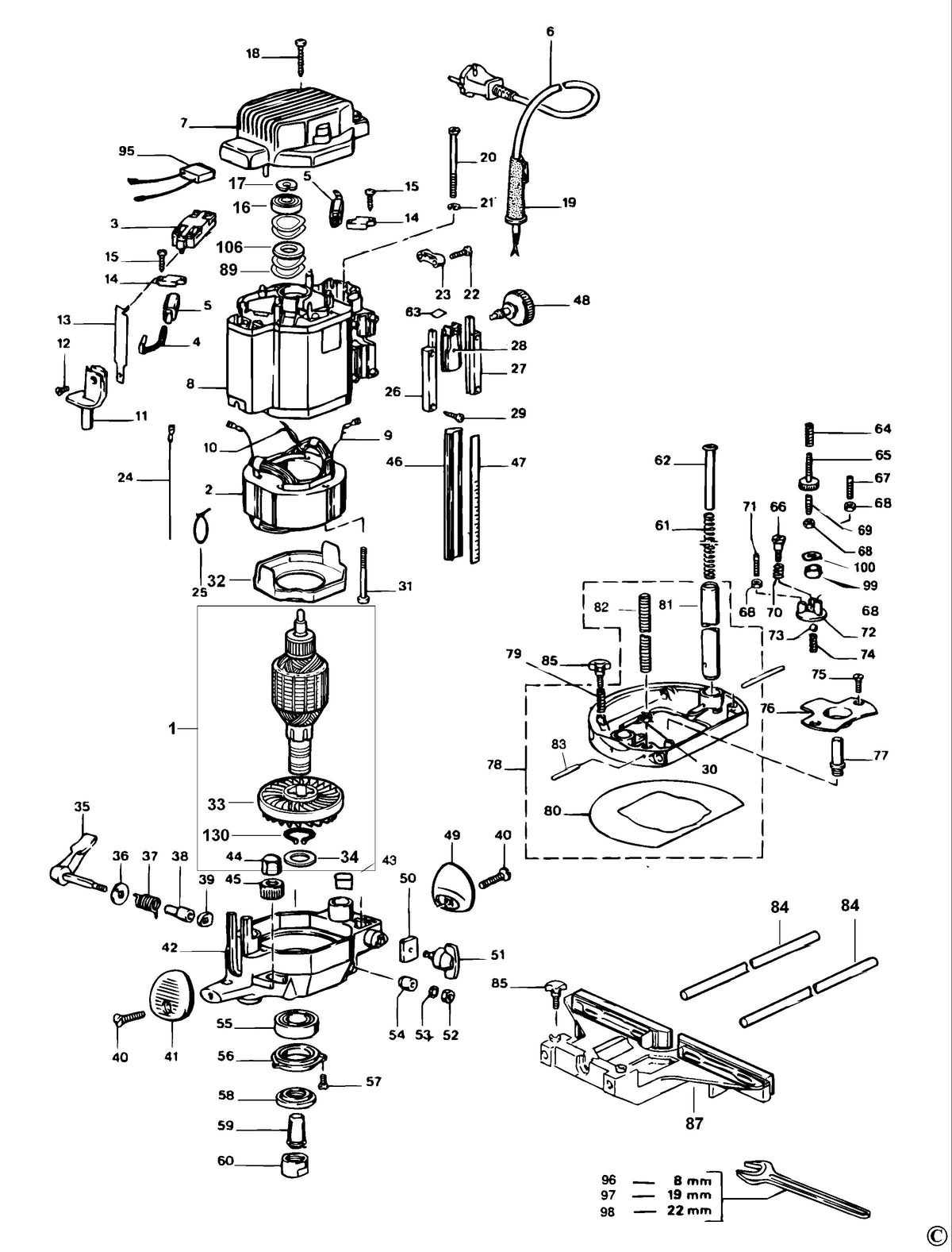 Vue éclatée DeWalt MOF177 Type 1 - planche 1