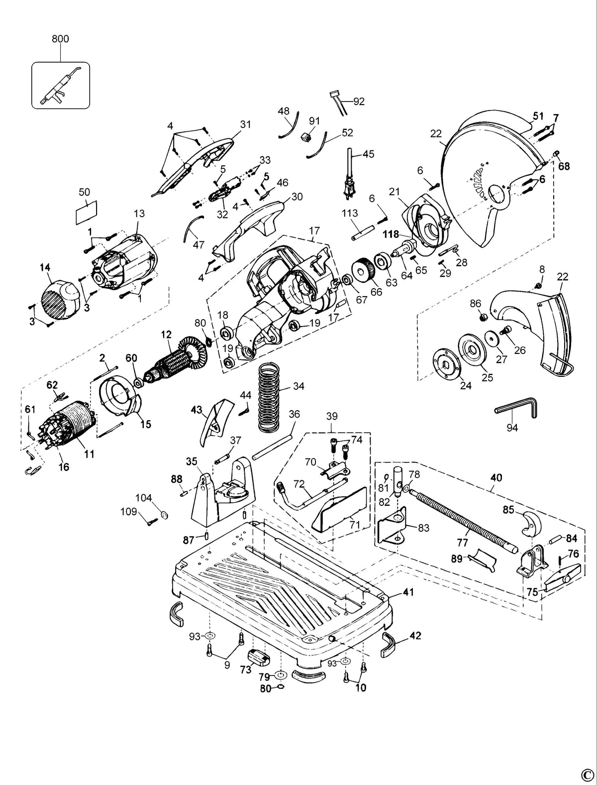 Vue éclatée DeWalt MTS22 Type 1 - planche 1