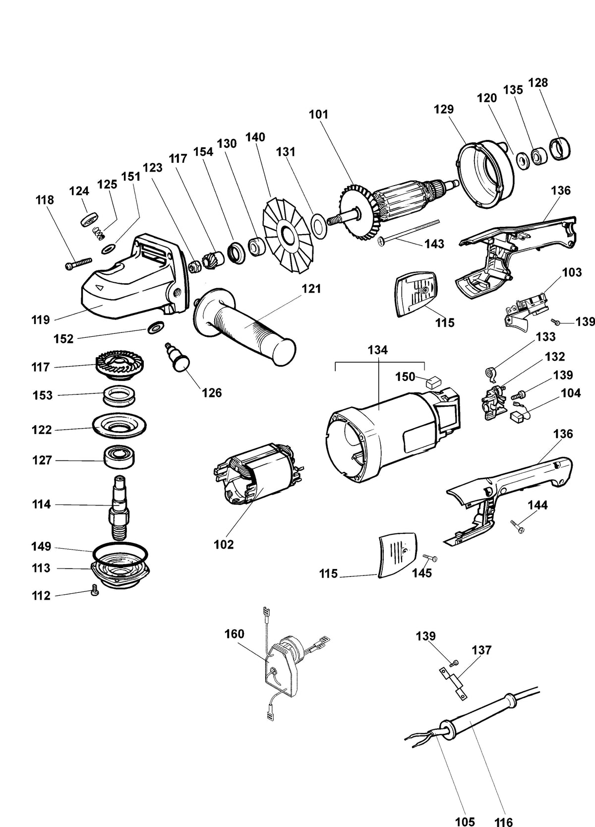 Vue éclatée DeWalt PL12E Type 1 - planche 1
