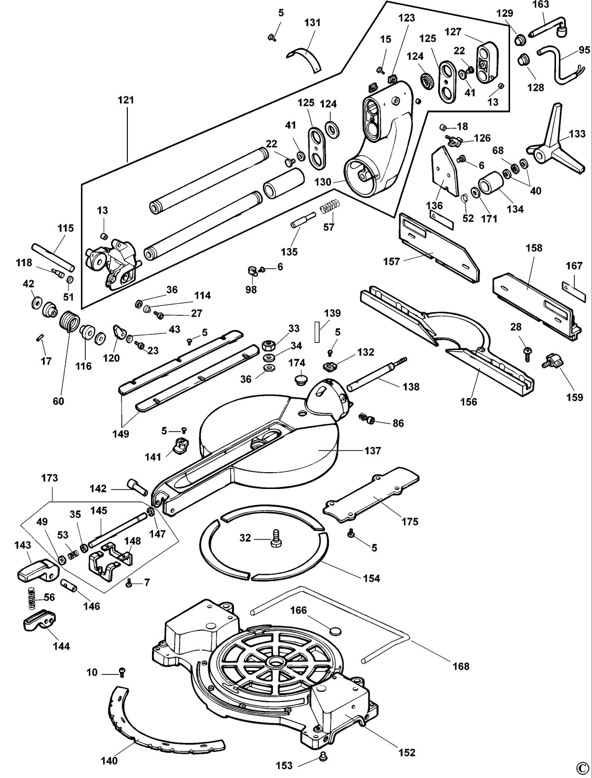 Vue éclatée DeWalt PS374 Type 1 - planche 1