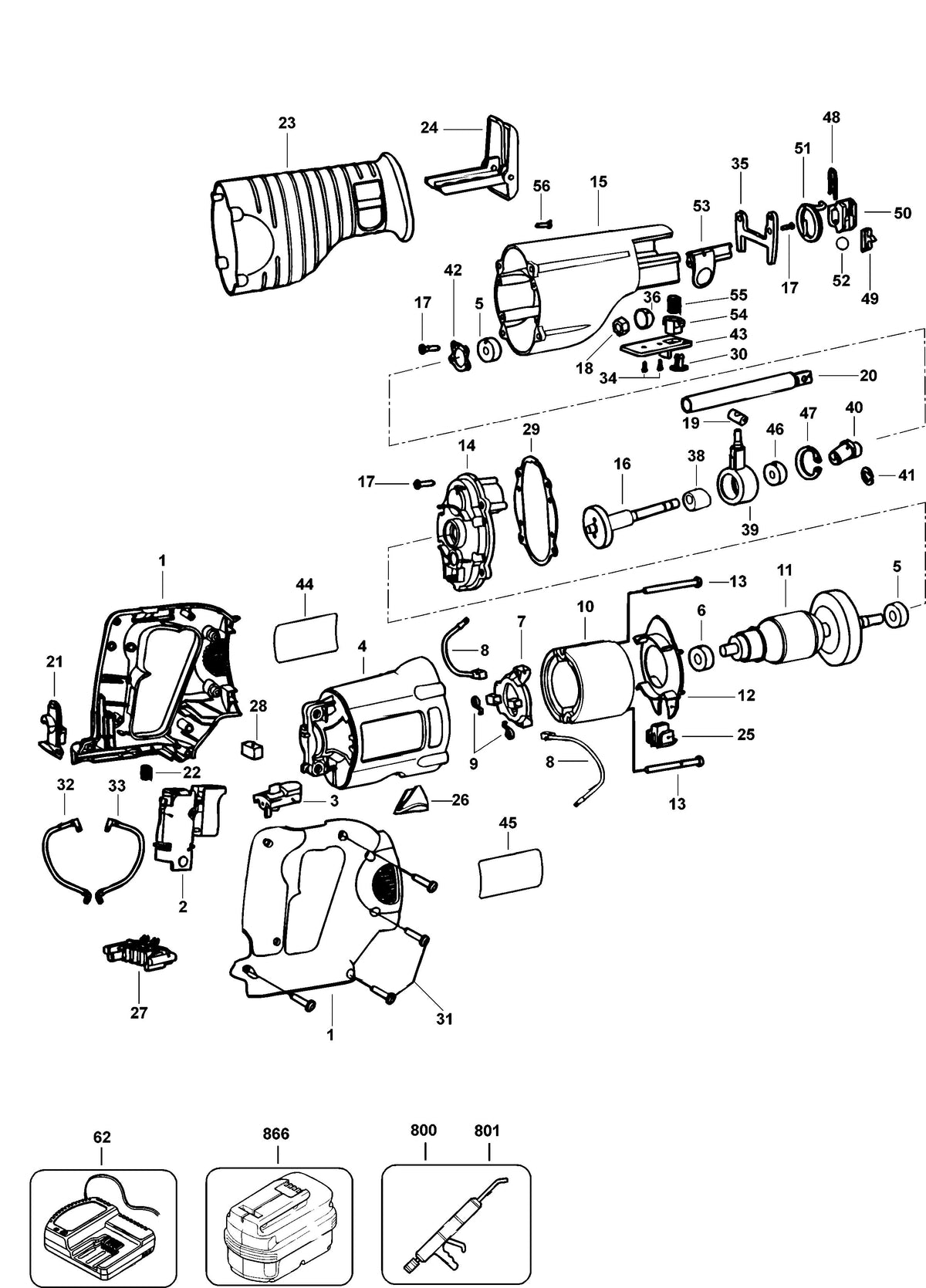 Vue éclatée DeWalt RSA24 Type 1 - planche 1