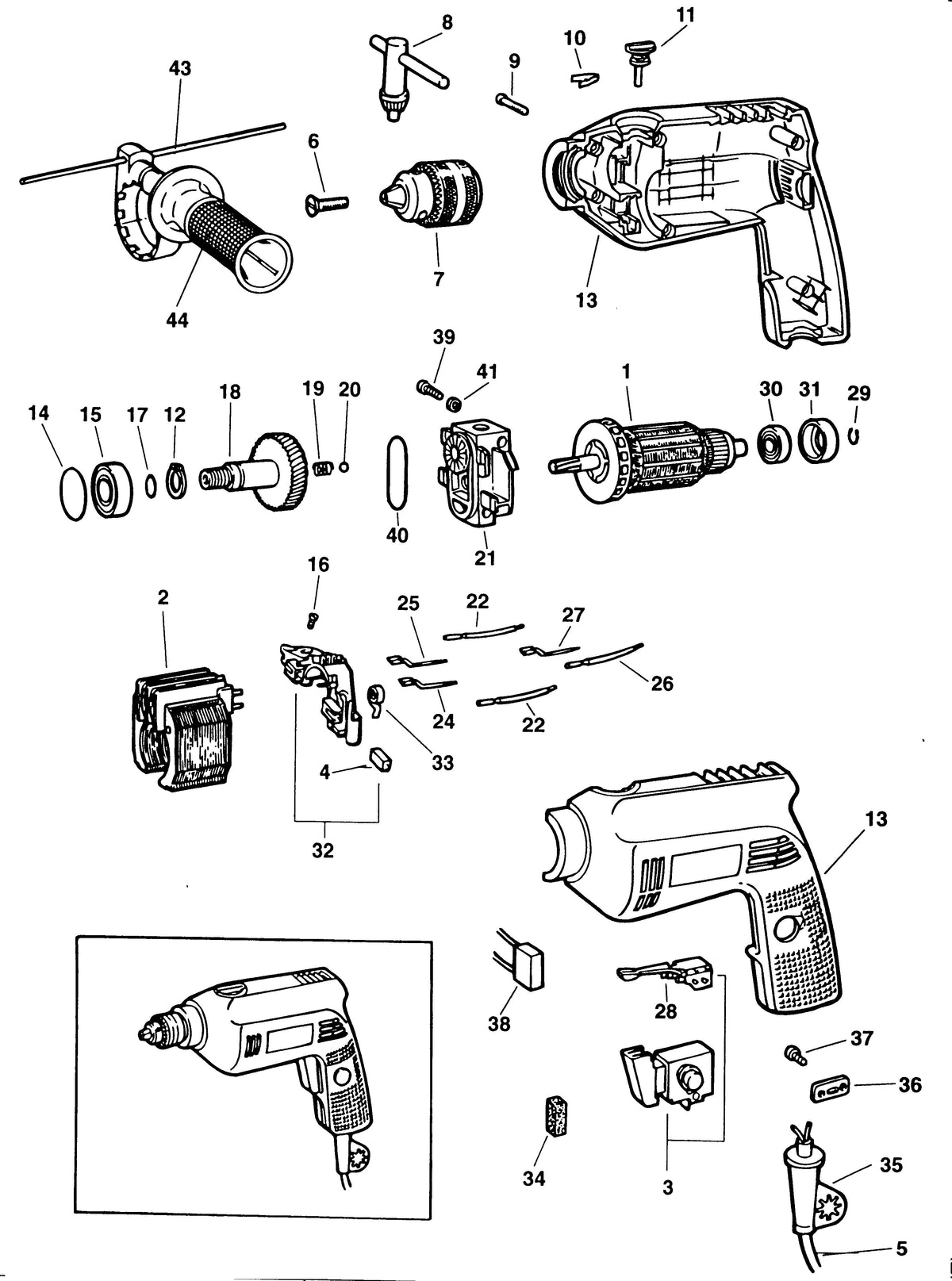 Vue éclatée DeWalt SB11E Type 1 - planche 1