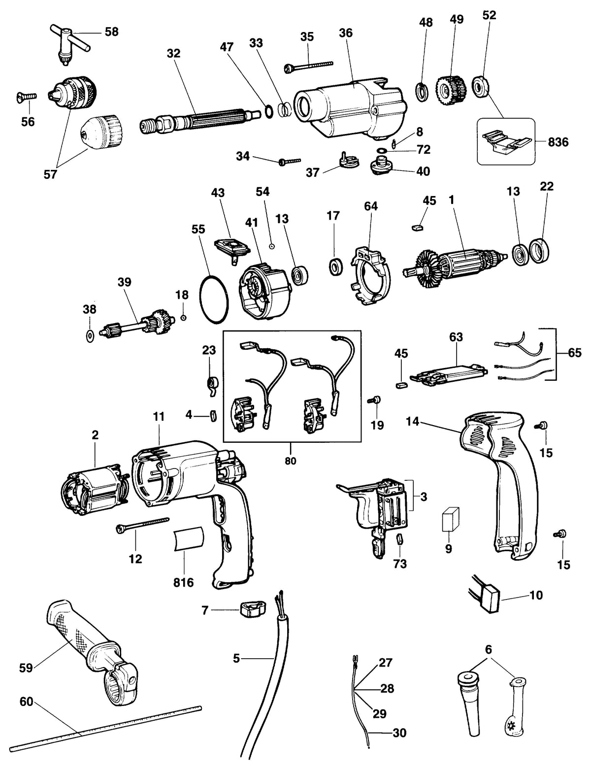 Vue éclatée DeWalt SB13EK Type 1 - planche 1