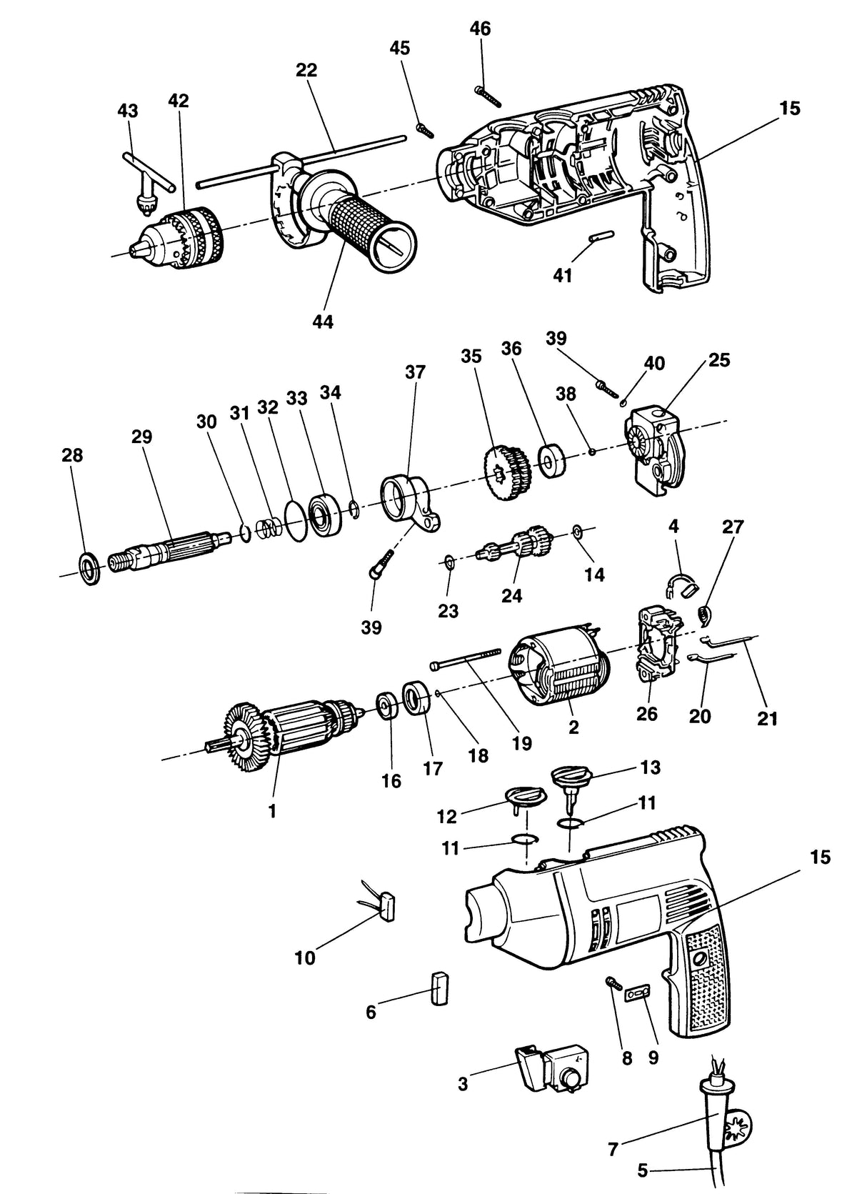 Vue éclatée DeWalt SB14 Type 1 - planche 1