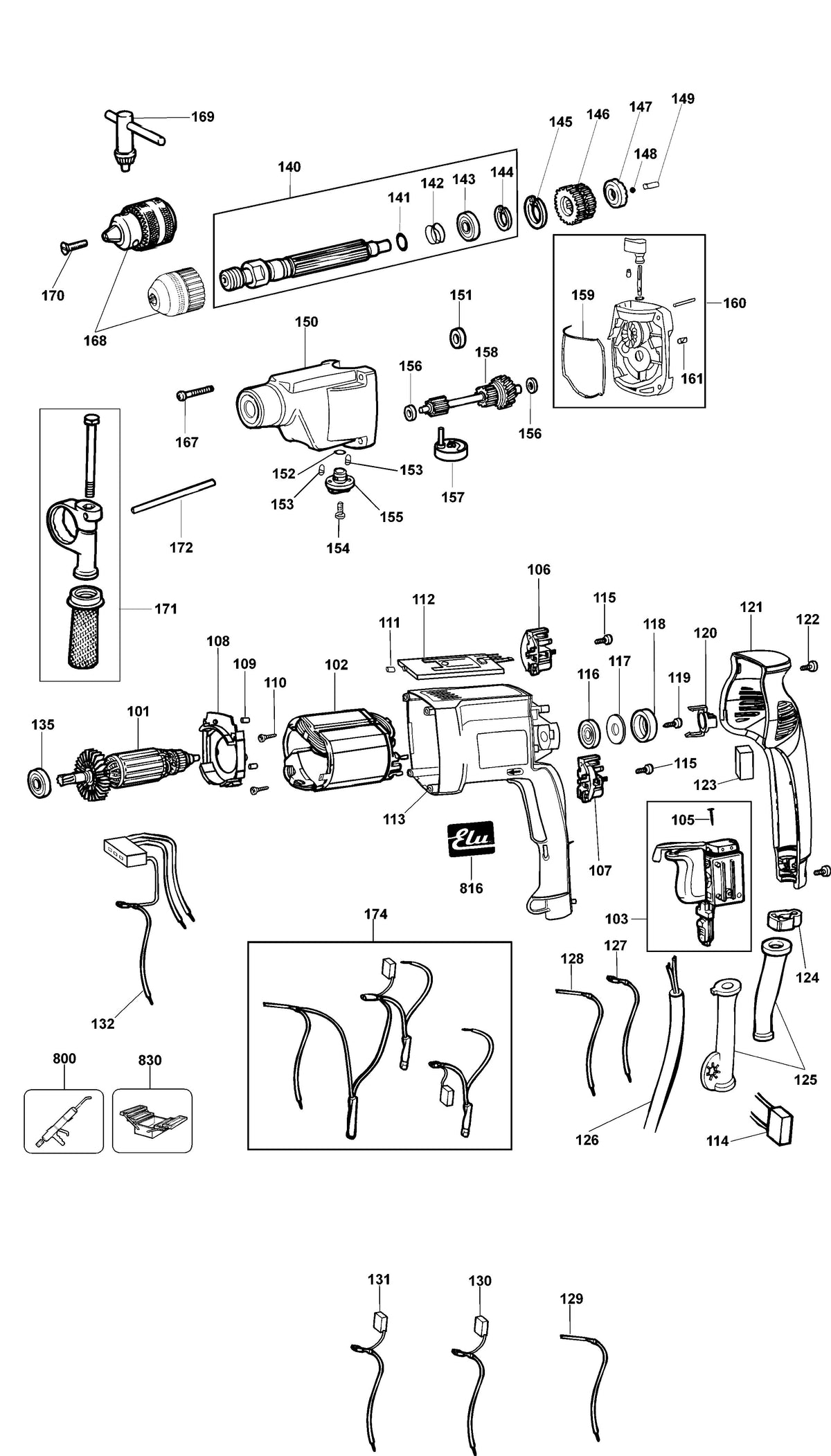 Vue éclatée DeWalt SB22E Type 1 - planche 1