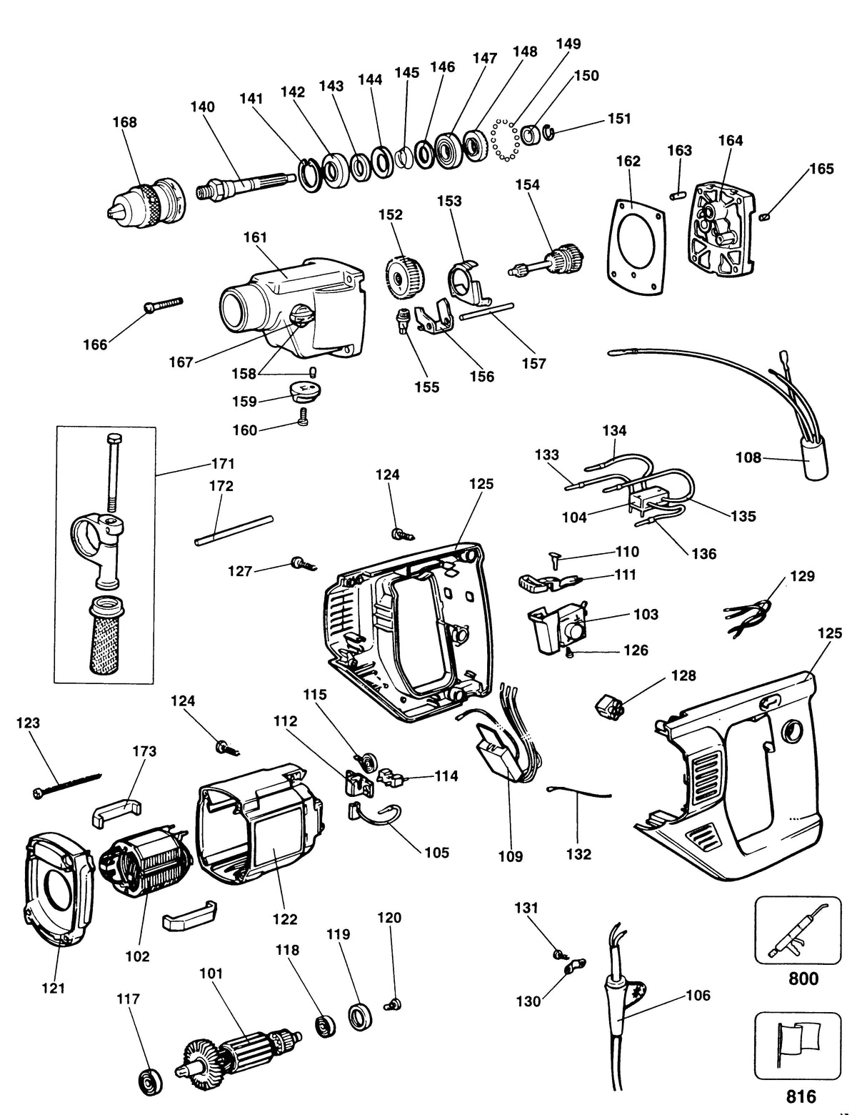 Vue éclatée DeWalt SB43E Type 1 - planche 1