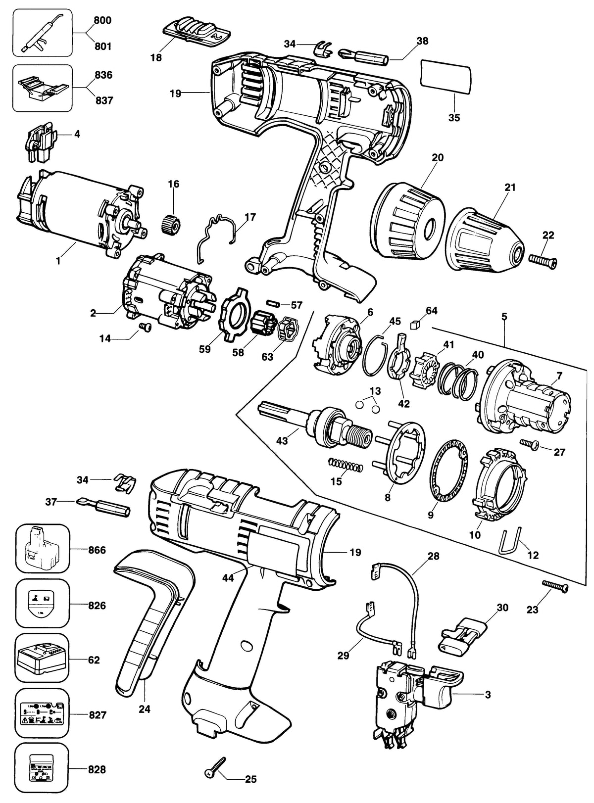 Vue éclatée DeWalt SBA35K Type 2 - planche 1