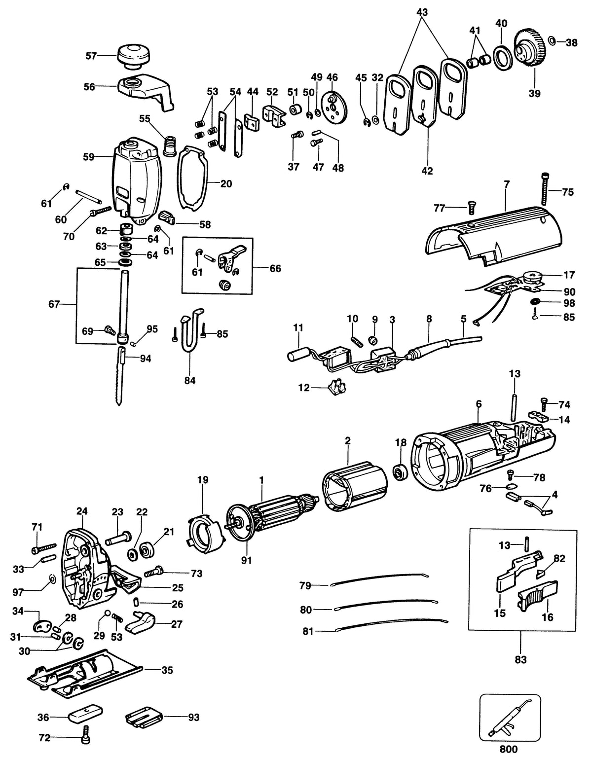 Vue éclatée DeWalt ST142E Type 3 - planche 1