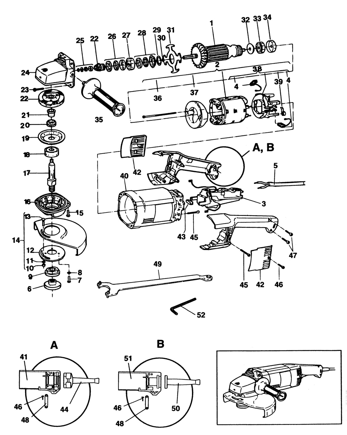 Vue éclatée DeWalt WS20230A Type 1 - planche 1