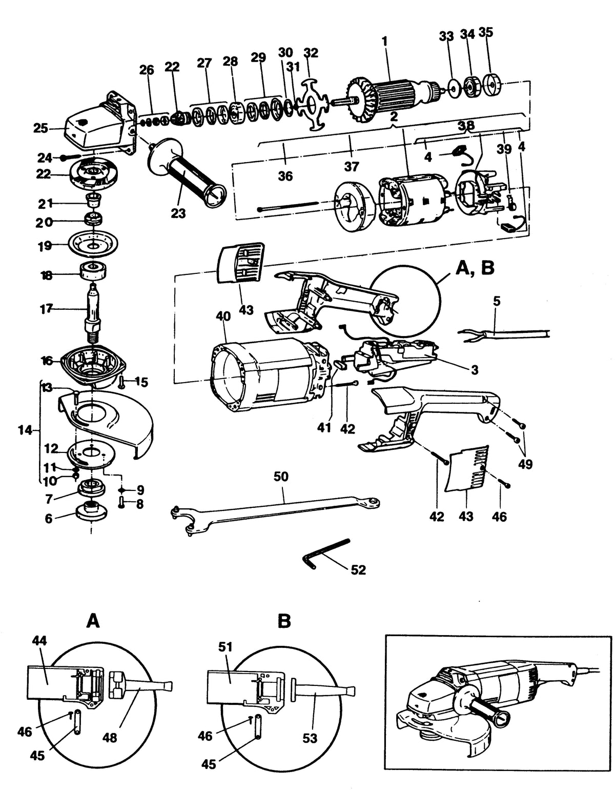 Vue éclatée DeWalt WS22230 Type 1 - planche 1