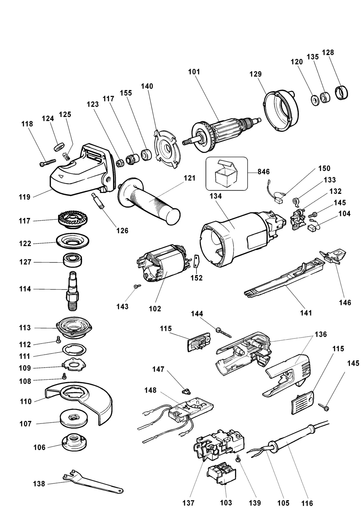 Vue éclatée DeWalt WS42E Type 1 - planche 1