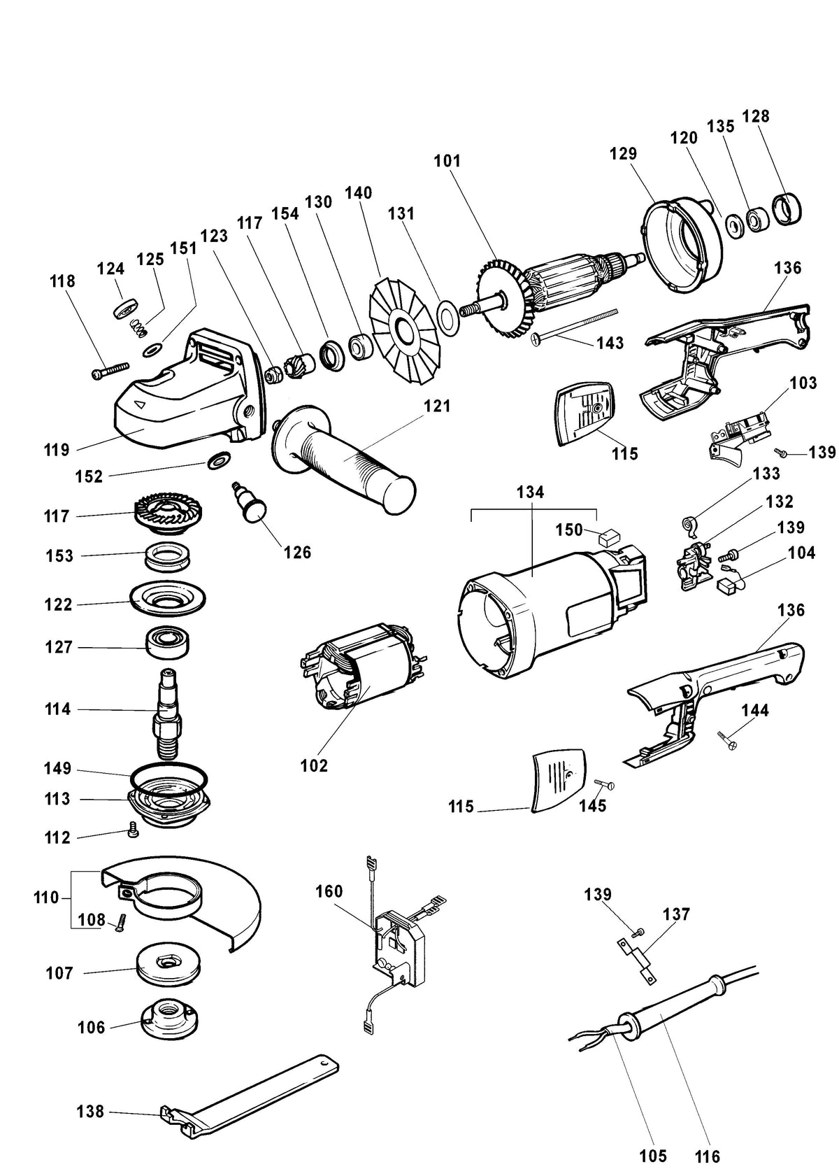 Vue éclatée DeWalt WS48E Type 1 - planche 1