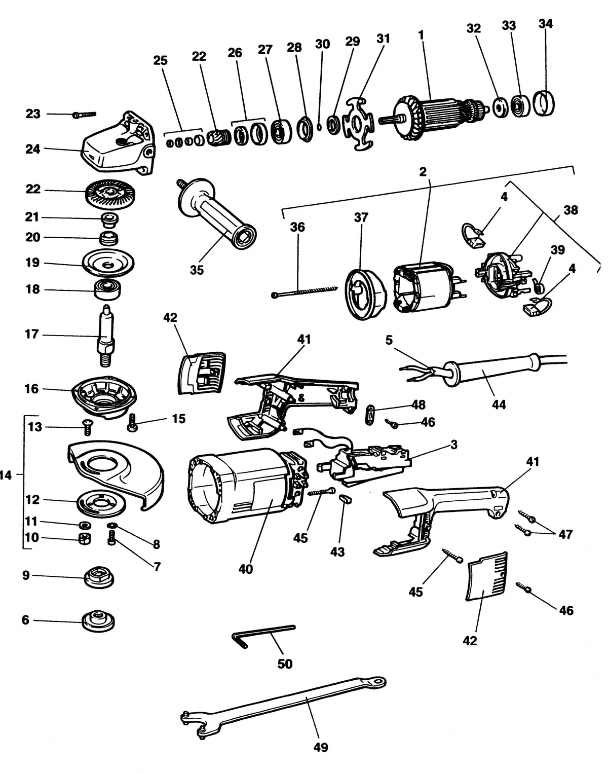 Vue éclatée DeWalt WS52E Type 1 - planche 1