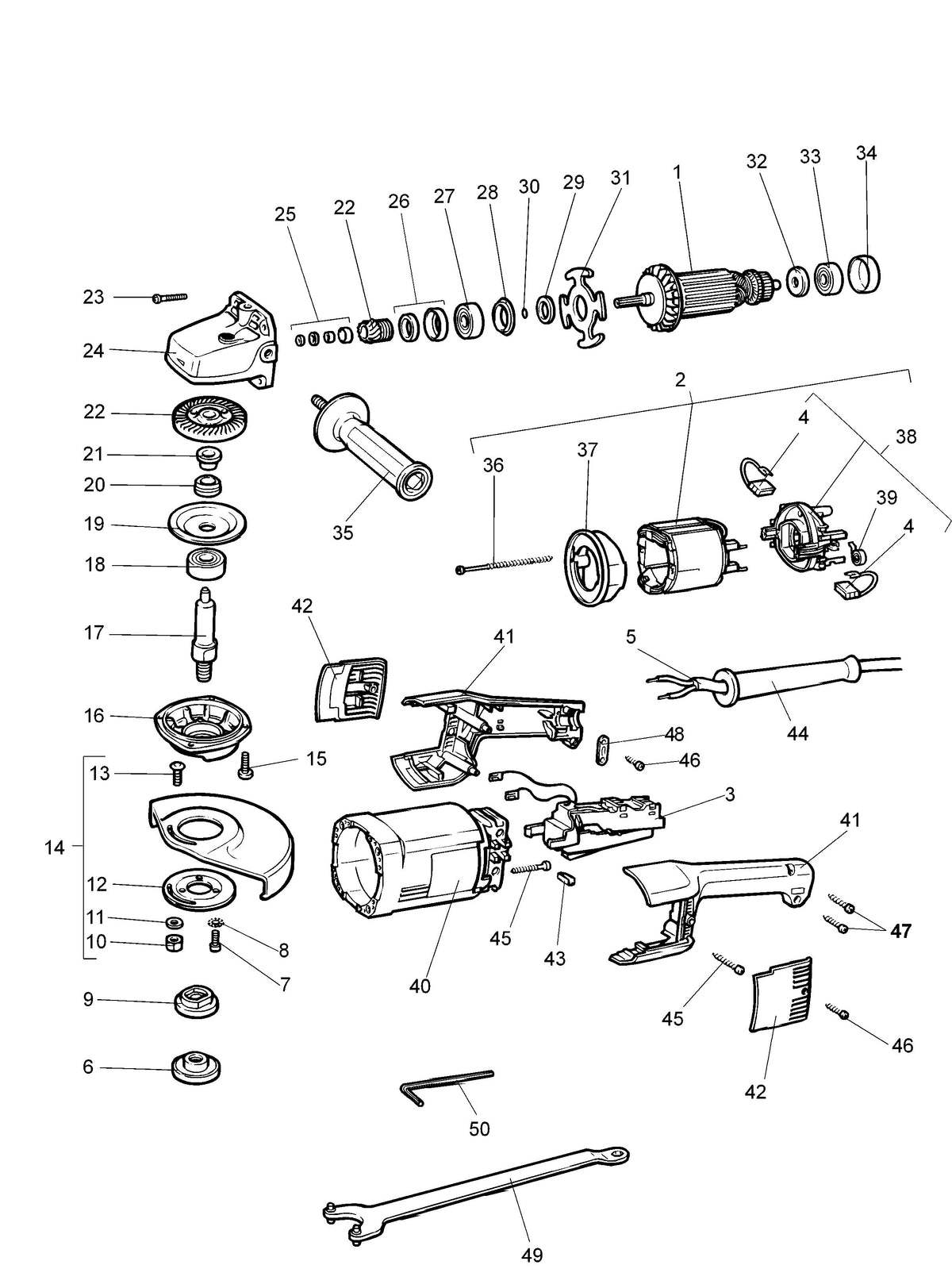 Vue éclatée DeWalt WS53E Type 1 - planche 1