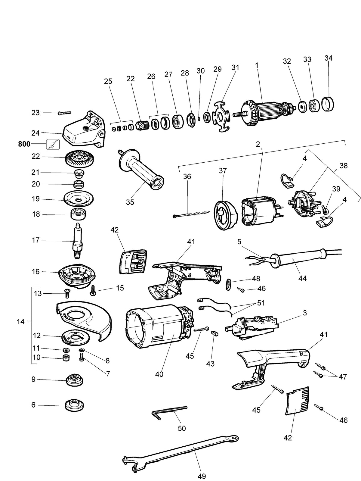 Vue éclatée DeWalt WS61 Type 2 - planche 1