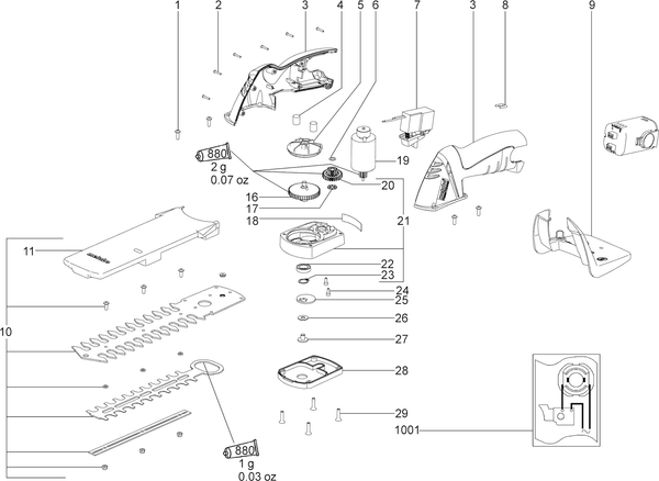 Vue éclatée Metabo POWERTRIMMER 00138000 - page 1