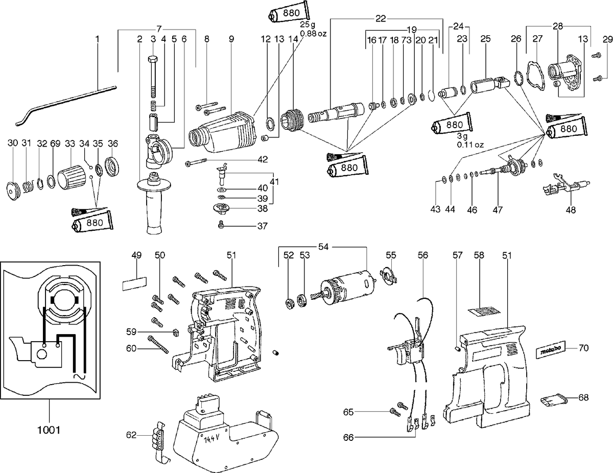 Vue éclatée Metabo BH EA 14 S R+L 00186000 - page 1