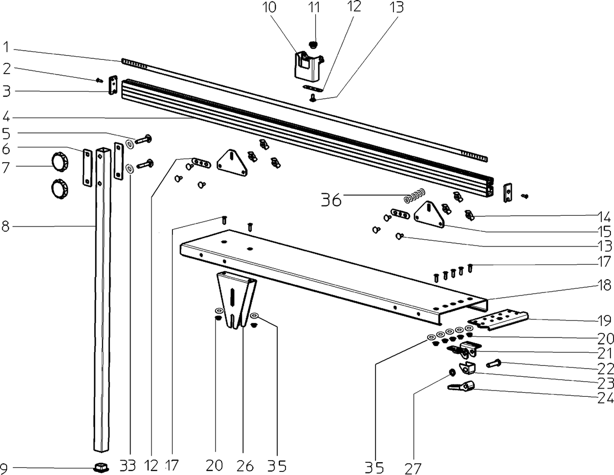 Vue éclatée Metabo TAFELVERLENGING 1600MM L-KGS305 0910061887 10 - page 1
